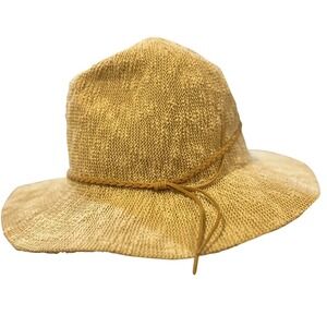 Free People Woven Straw Fedora Hat Braided Detail Brown Summer Sun